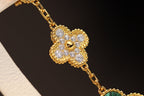 TimiCLOVER EARRINGS GOLD MALACHITE DIAMOND 3 MOTIF