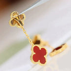 TimiCLOVER  2 MOTIF  TIGER EYE CARNELIAN EARRINGS