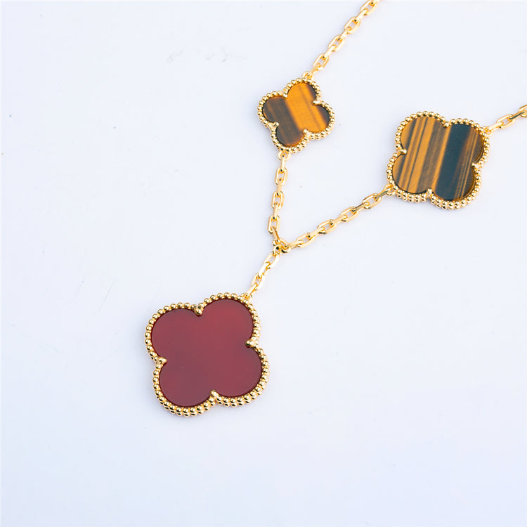 ¡®Timi¡¯CLOVER BRACELET 5 MOTIFS CARNELIAN TIGER EYE
