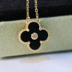 TimiCLOVER 15MM DIAMOND ONYX NECKLACE