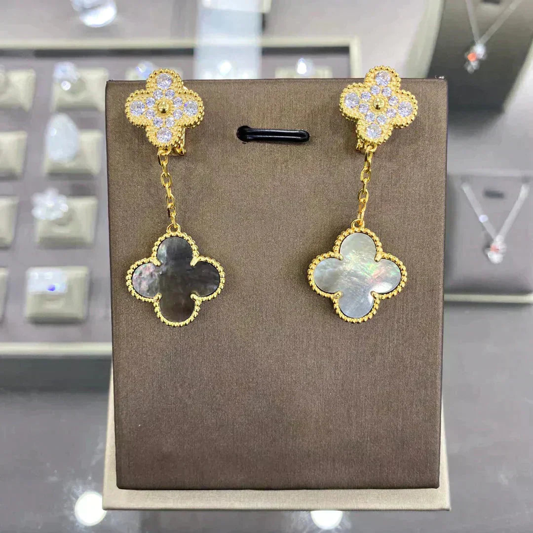 TimiCLOVER  2 MOTIFS  DIAMOND  EARRINGS (MULTIPLE CHOICESç´