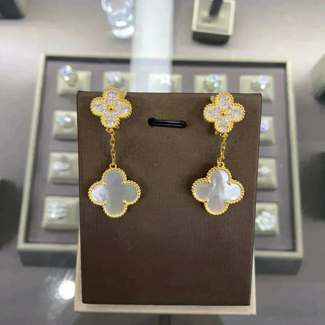 TimiCLOVER  2 MOTIFS  DIAMOND  EARRINGS (MULTIPLE CHOICESç´