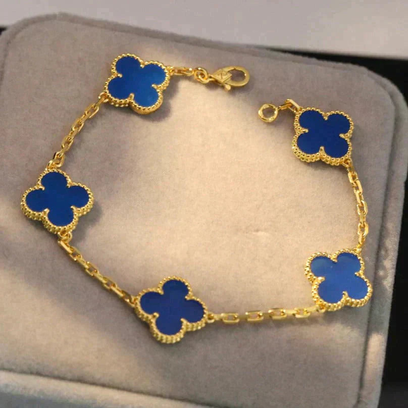 [Timi]New CLOVER 5 MOTIF BLUE AGATE BRACELET COLLECTION