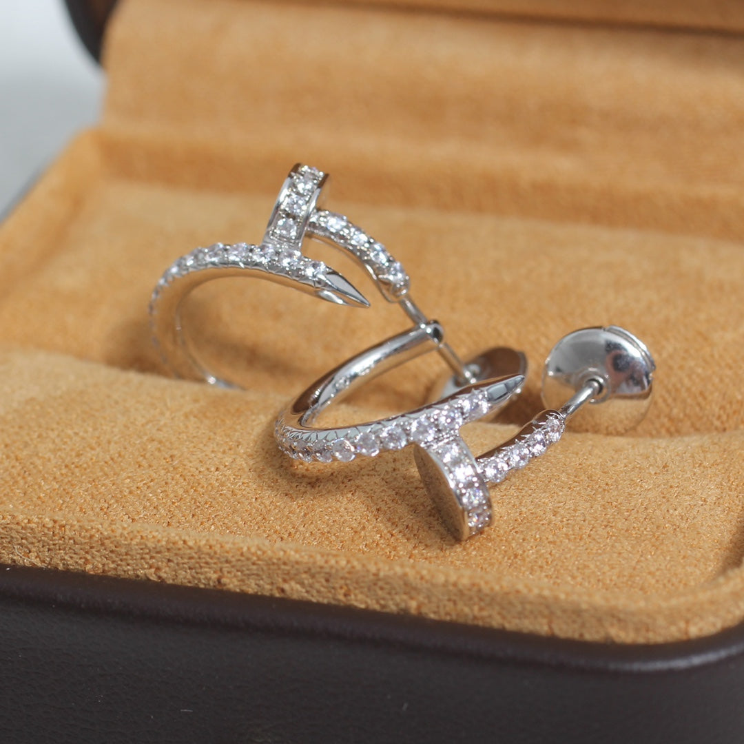TimiJUSTE EARRINGS 12.75MM SILVER DIAMOND