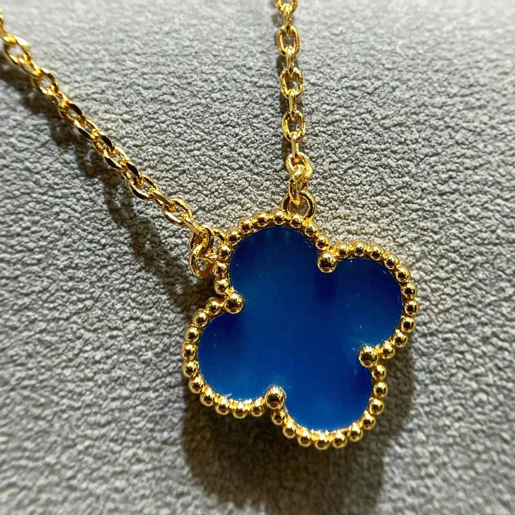 TimiCLOVER 15MM BLUE AGATE NECKLACE