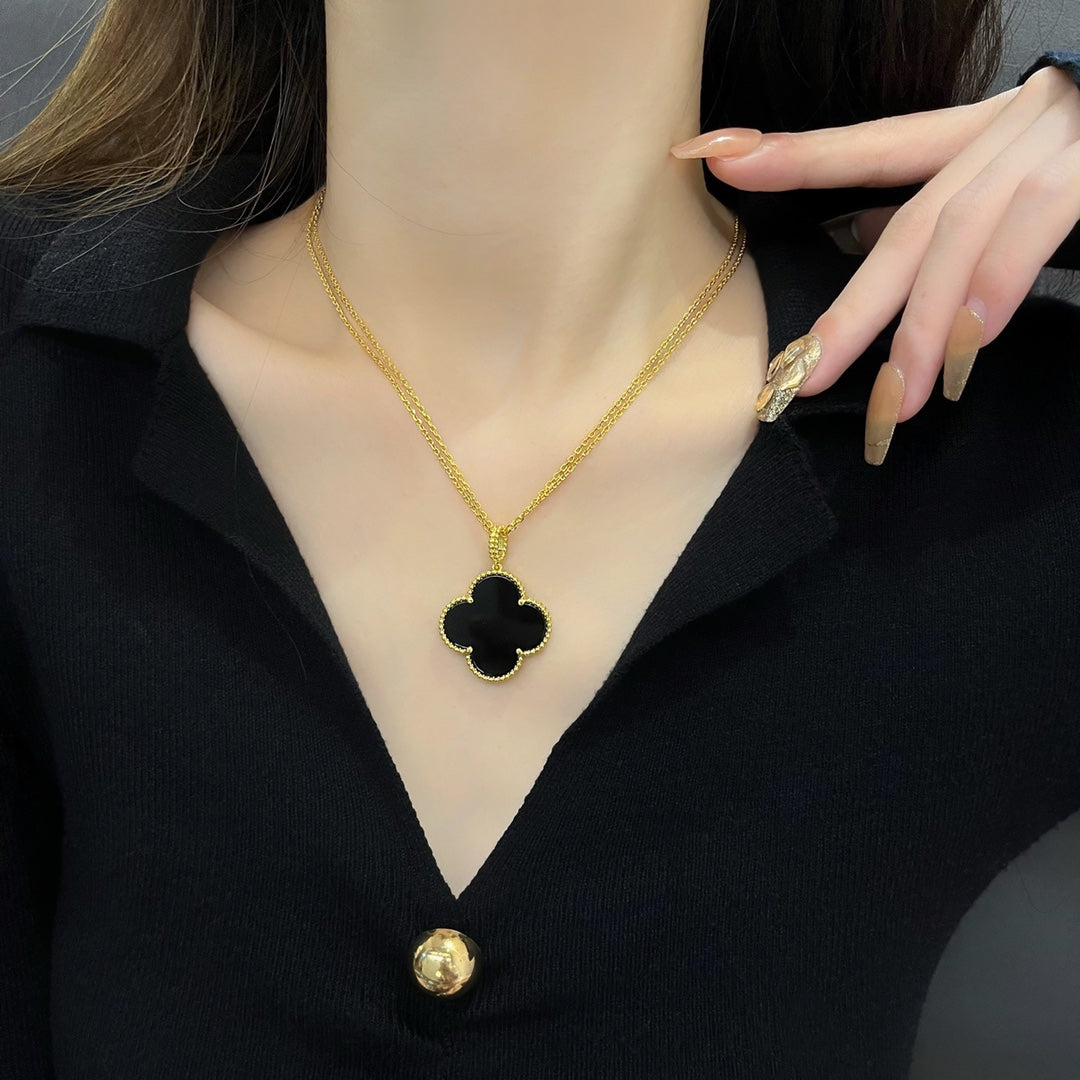 TimiCLOVER 25MM NECKLACE GOLD ONYX