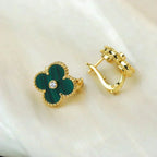 TimiCLOVER MEDIUM 1 MOTIFS MALACHITE DIAMOND EARRINGS