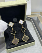 TimiCLOVER 3 MOTIF MOP ONYX DARK MOP PINK GOLD EARRINGS