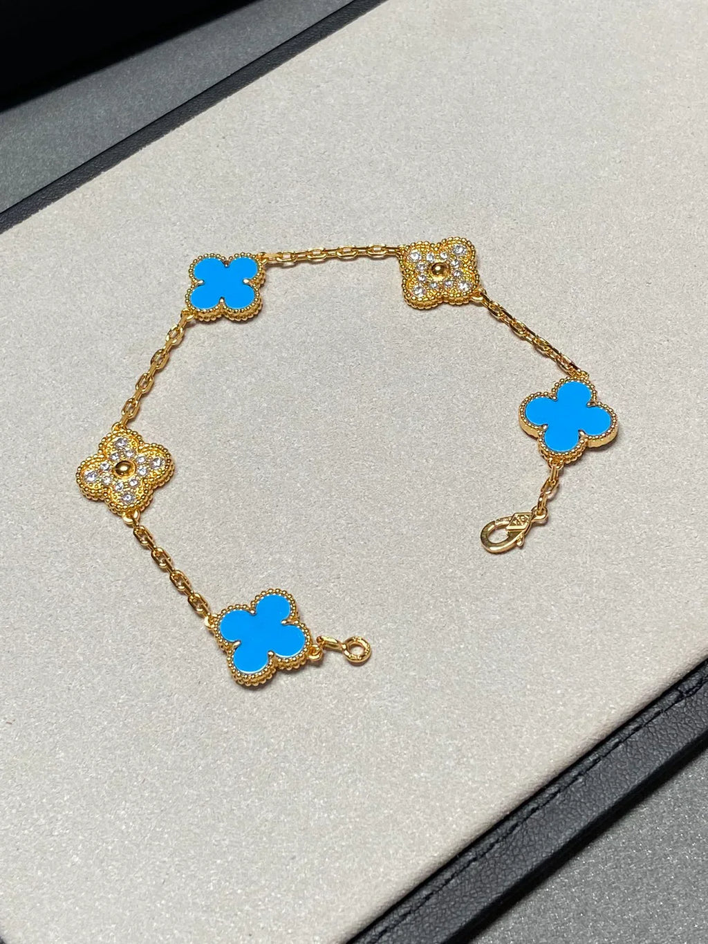 [Timi]New CLOVER 5 MOTIF BLUE AGATE BRACELET COLLECTION