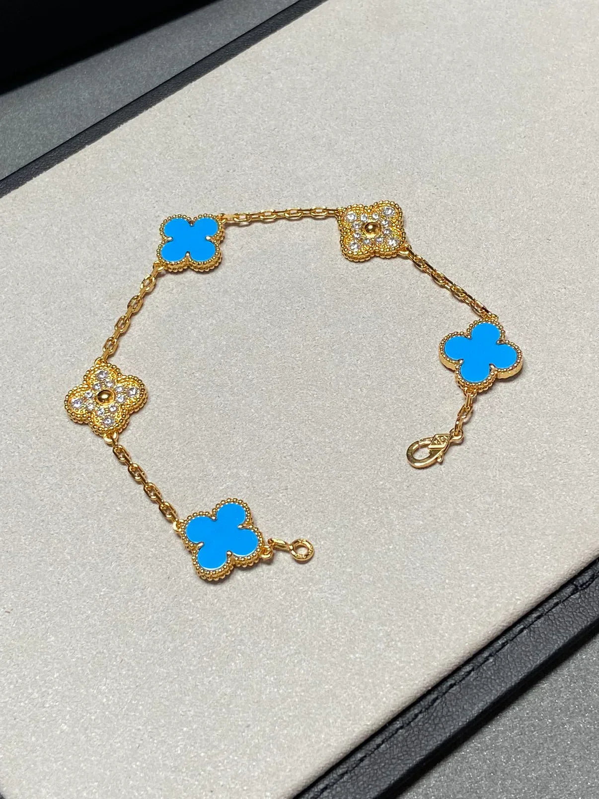 [Timi]New CLOVER 5 MOTIF BLUE AGATE BRACELET COLLECTION