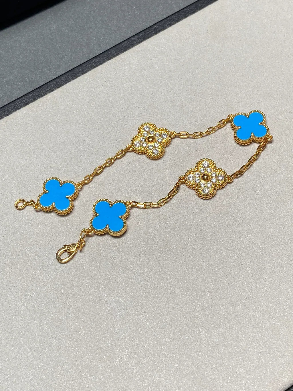 [Timi]New CLOVER 5 MOTIF BLUE AGATE BRACELET COLLECTION