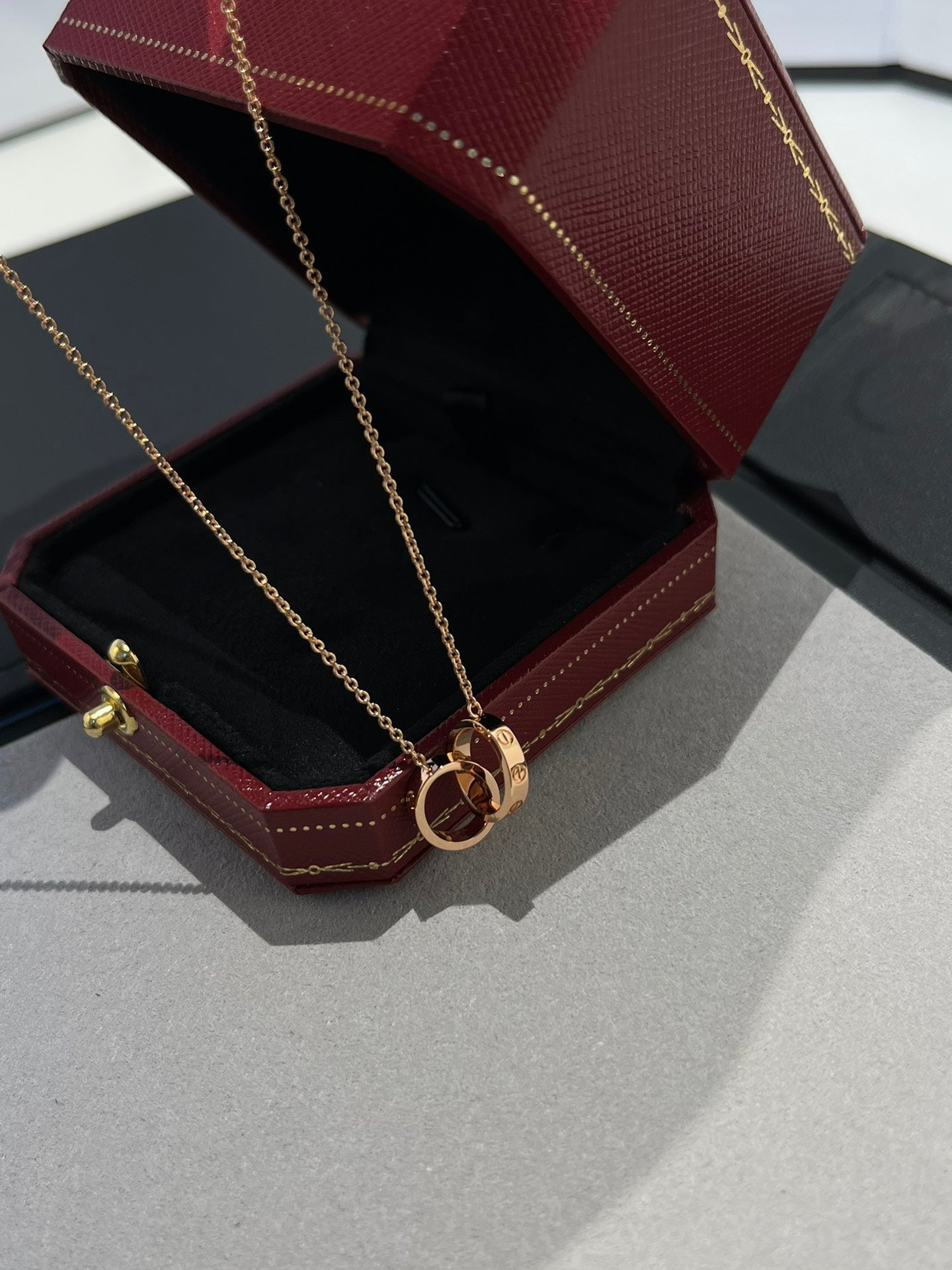 TimiLOVE NECKLACE DOUBLE RING PINK GOLD