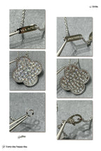 TimiCLOVER 25MM LARGE PENDANT DIAMOND PAVED SILVER NECKLACE