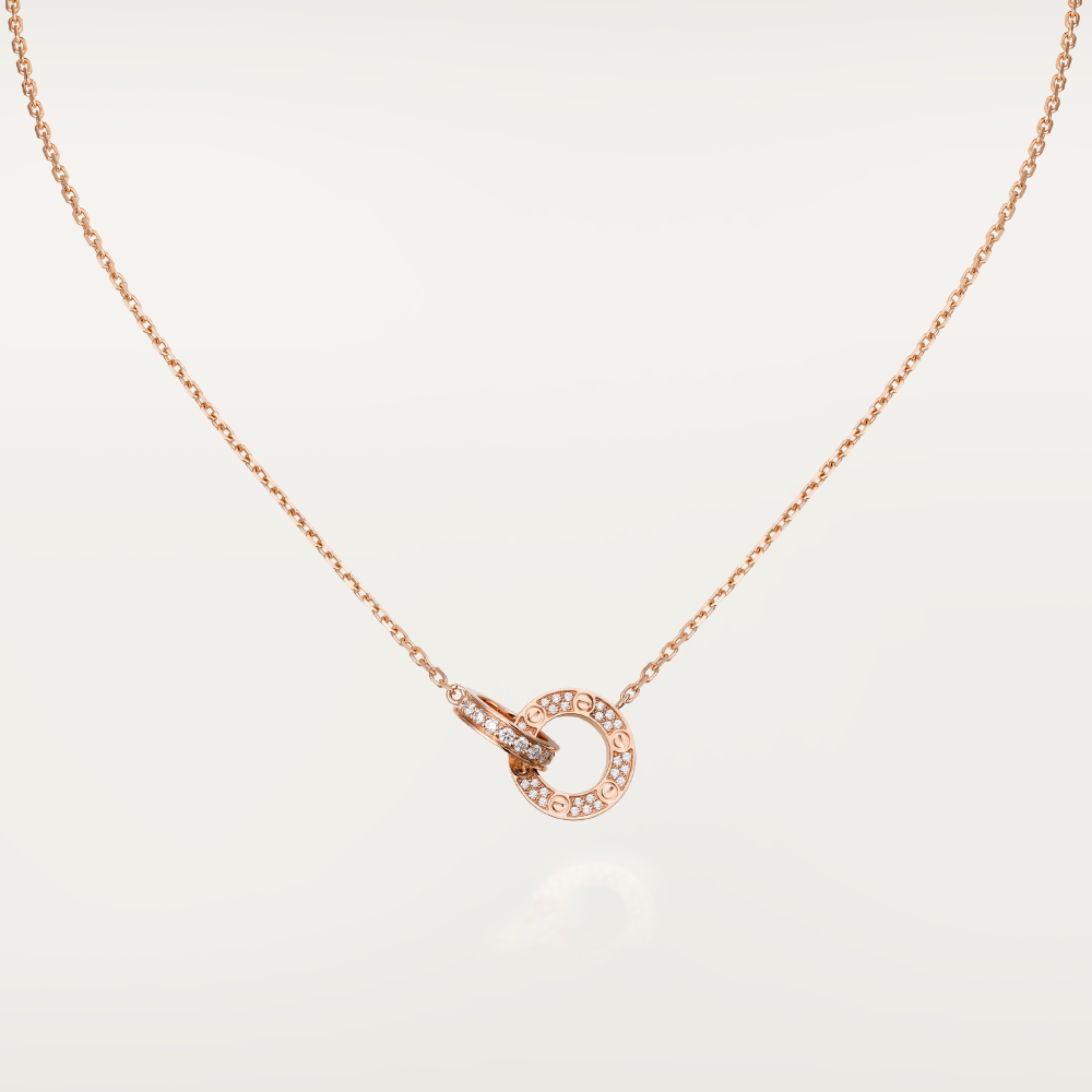 TimiLOVE 7.6MM NECKLACE ROSE GOLD AND SILVER  FULL DIAMOND