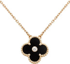 TimiCLOVER 15MM DIAMOND ONYX NECKLACE