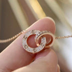 TimiLOVE 7.6MM NECKLACE ROSE GOLD AND SILVER  FULL DIAMOND