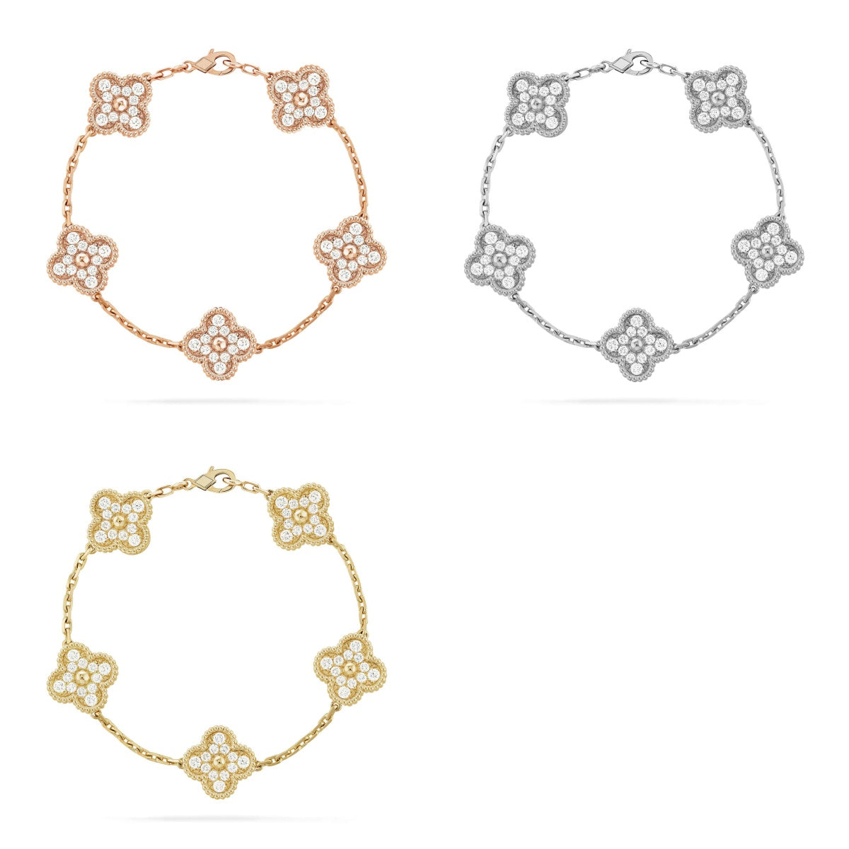 [Timi] New  CLOVER 5 MOTIF FULL DIAMOND BRACELET COLLECTION