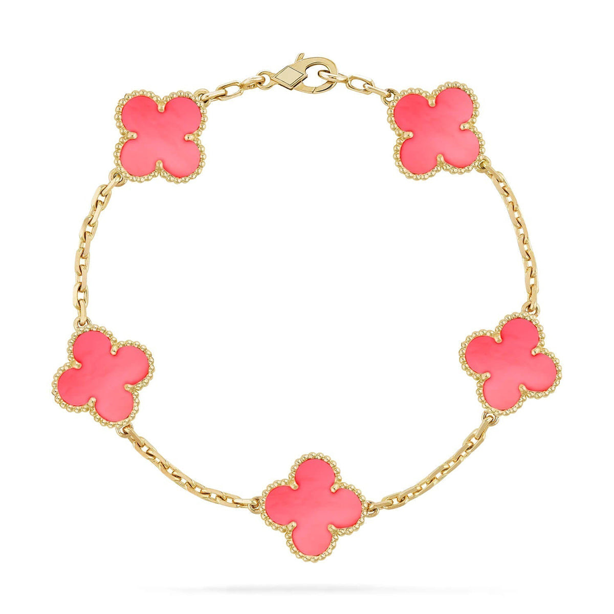 [Timi]New  CLOVER 5 MOTIFS  PINK MOP BRACELET COLLECTION