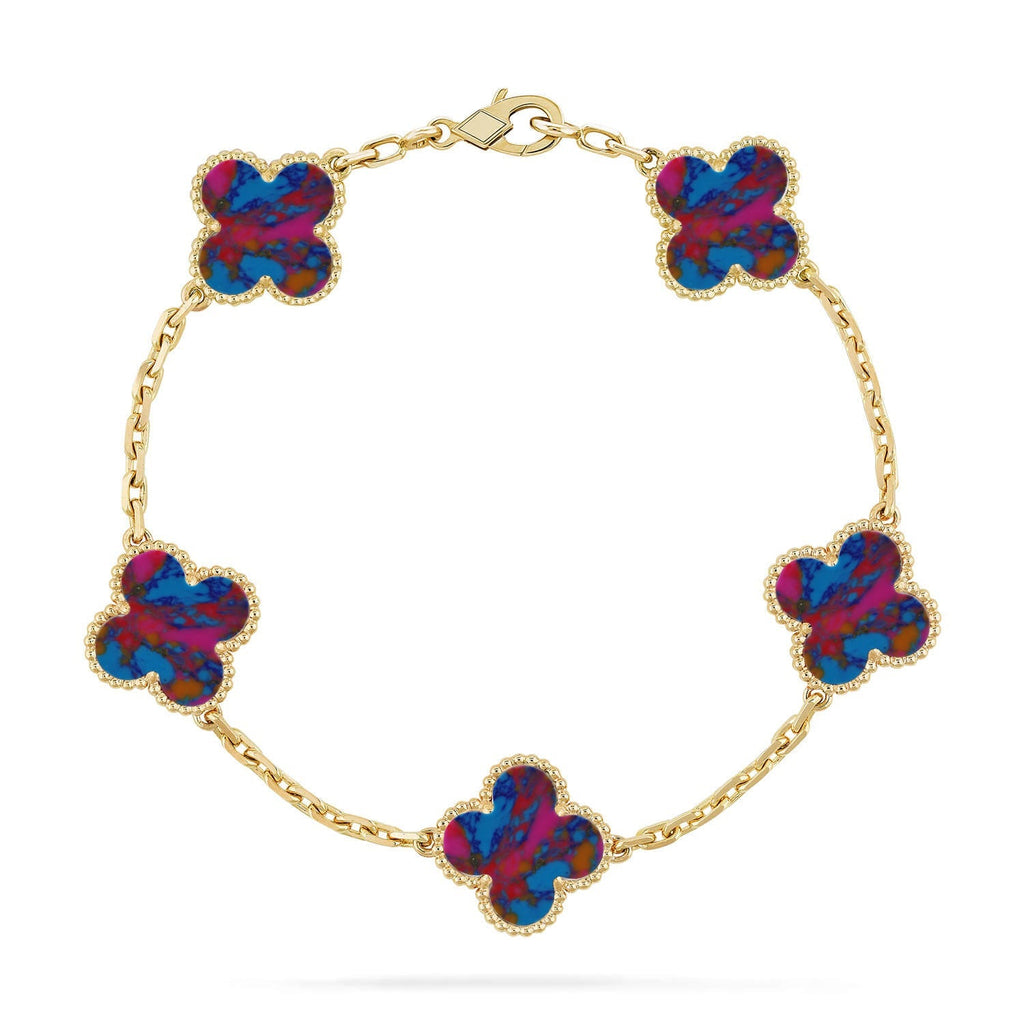 [Timi]New CLOVER 5 MOTIF COLOR GEMSTONES BRACELET COLLECTION