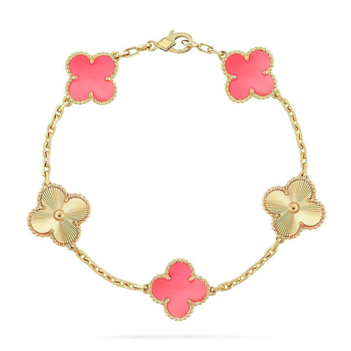 [Timi]New  CLOVER 5 MOTIFS  PINK MOP BRACELET COLLECTION