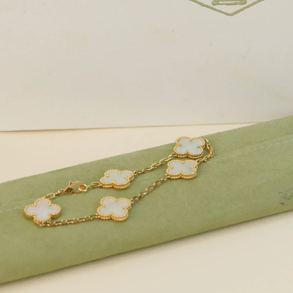 [Timi]New CLOVER WHITE PEARL MOP 5 MOTIF BRACELET COLLECTION