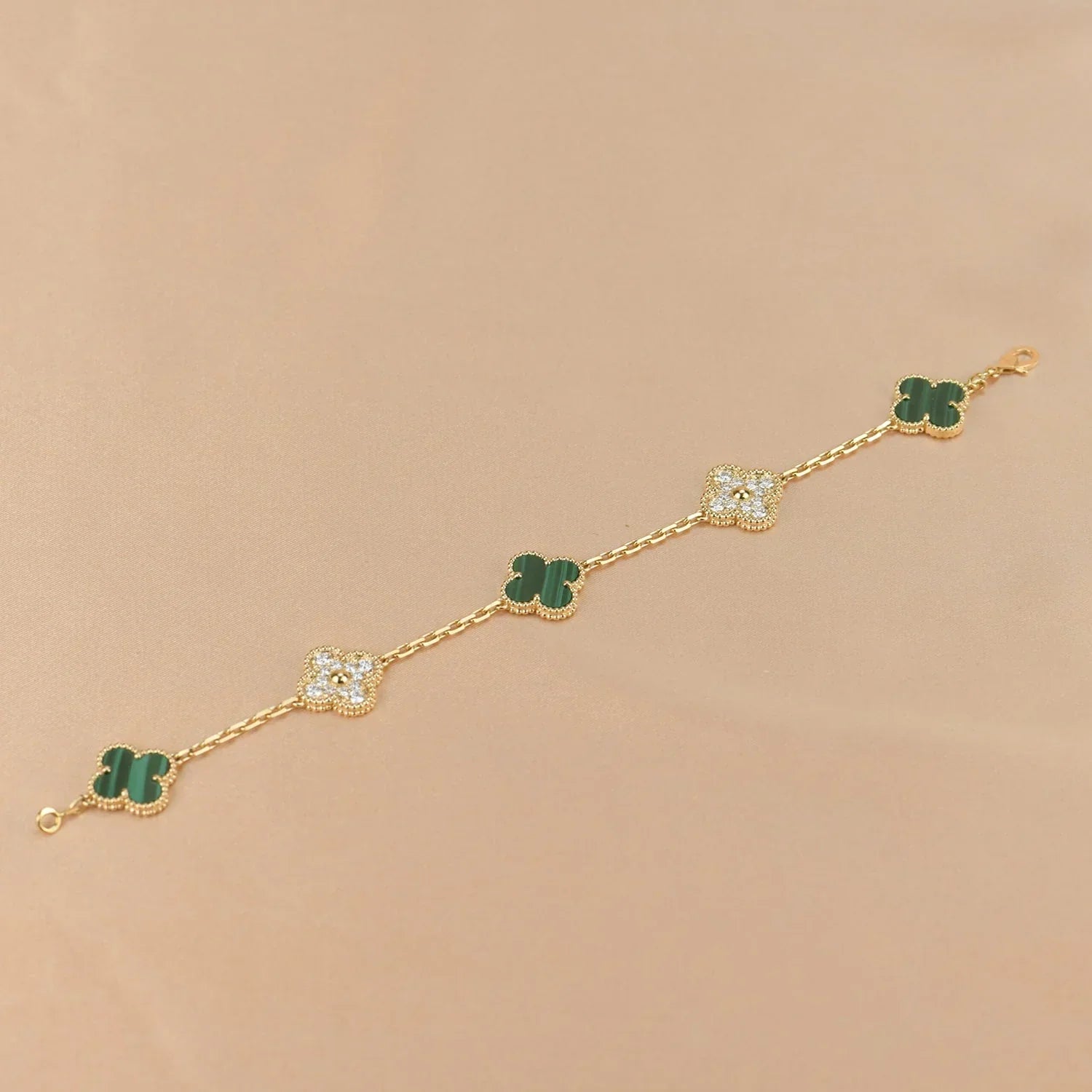 [Timi]New  CLOVER 5 MOTIF MALACHITE BRACELET COLLECTION