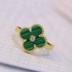 TimiCLOVER MALACHITE RING GOLD DIAMOND