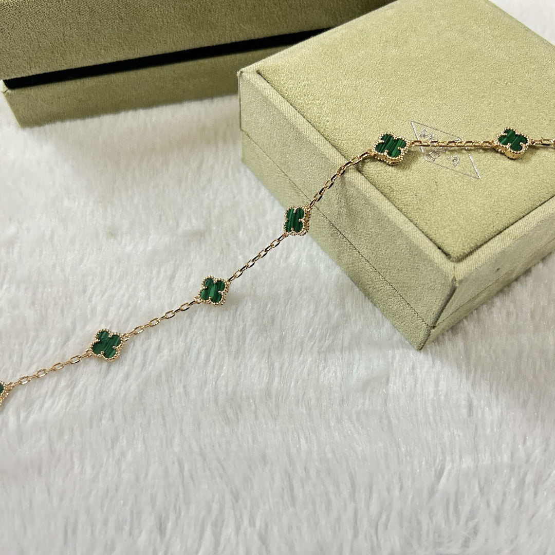[¡®Timi¡¯]CLOVER 6 MOTIF MALACHITE BRACELET