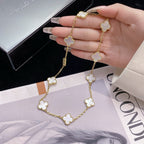 TimiCLOVER 10 MOTIFS WHITE MOTHER OF PEARL NECKLACE