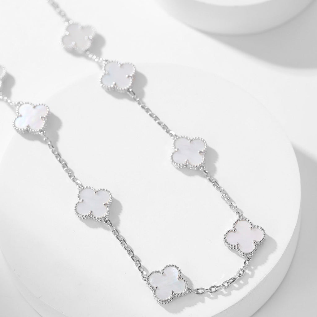 TimiCLOVER 10 MOTIFS WHITE MOTHER OF PEARL NECKLACE