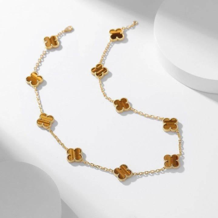 TimiCLOVER 10 MOTIFS TIGER EYE NECKLACE