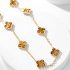 TimiCLOVER 10 MOTIFS TIGER EYE NECKLACE