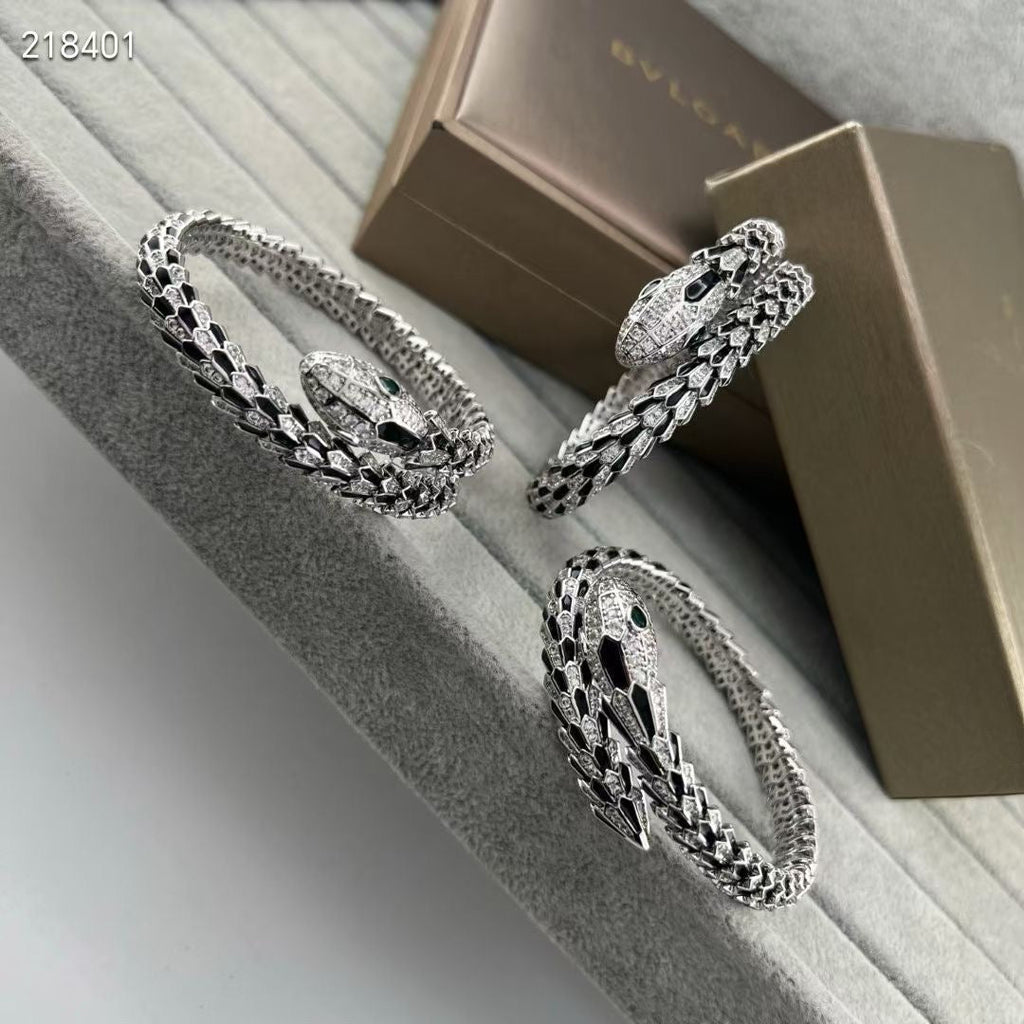 [Timi] EW OBSIDIAN & DIAMOND SERPENT BRACELET