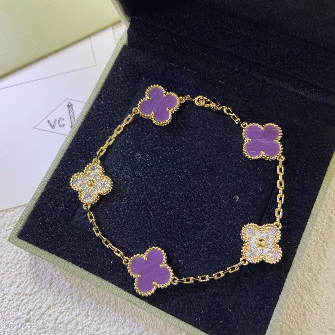 [Timi]New  CLOVER 5 MOTIF VIOLET BRACELET COLLECTION