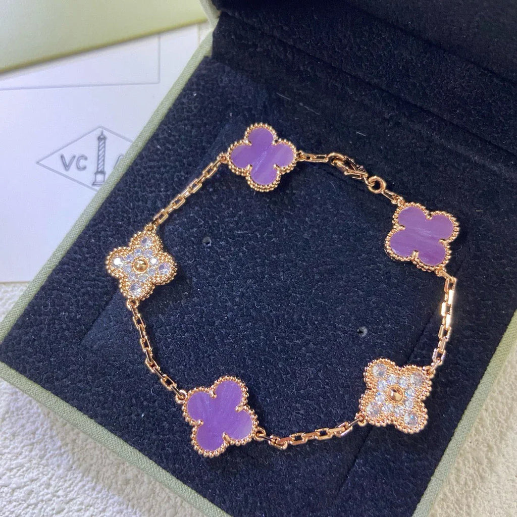 [Timi]New  CLOVER 5 MOTIF VIOLET BRACELET COLLECTION