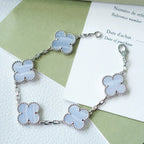 [Timi]New  CLOVER 5 MOTIF PURPLE CHALCEDONY BRACELET COLLECTION