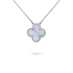 TimiCLOVER 15MM BLUE CHALCEDONY NECKLACE SILVER