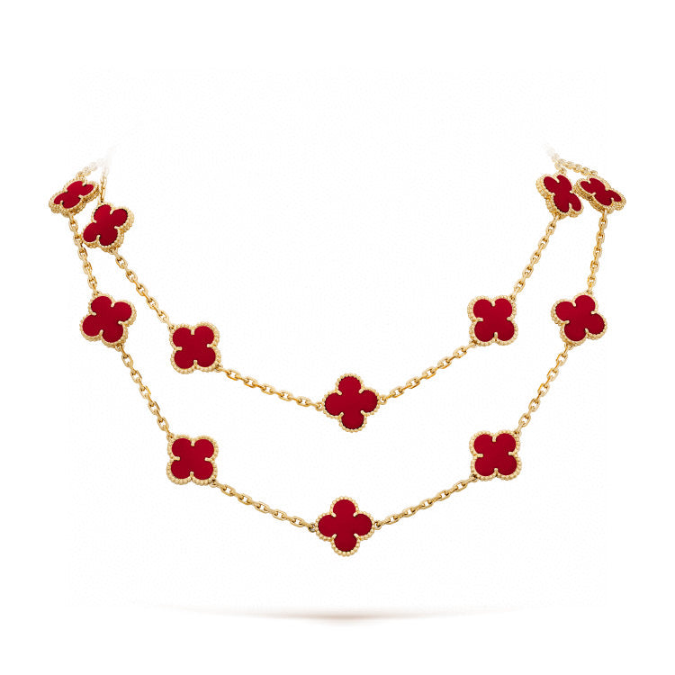 TimiCLOVER 20 MOTIFS CARNELIAN NECKLACE