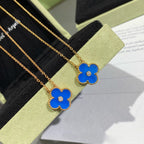 TimiCLOVER 15MM DIAMOND AND BLUE AGATE NECKLACE
