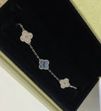 [Timi]New  CLOVER 5 MOTIF PURPLE CHALCEDONY BRACELET COLLECTION