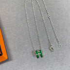 TimiPOP H GREEN NECKLACE SILVER AND GOLD