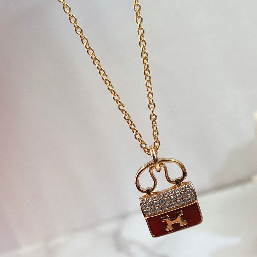 TimiCONSTANCE RED PEDANT PINK GOLD NECKLACE