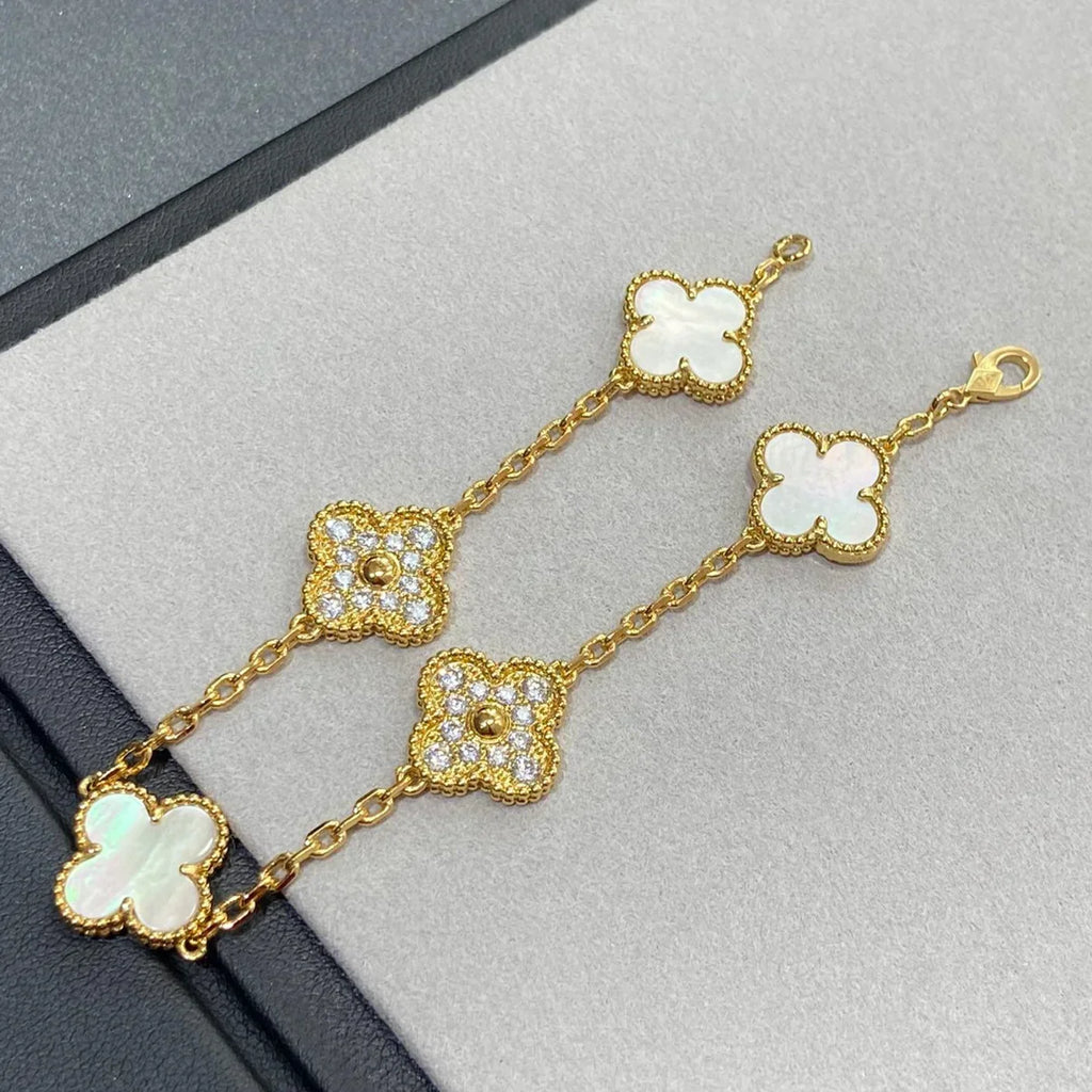 [Timi]New CLOVER WHITE PEARL MOP 5 MOTIF BRACELET COLLECTION