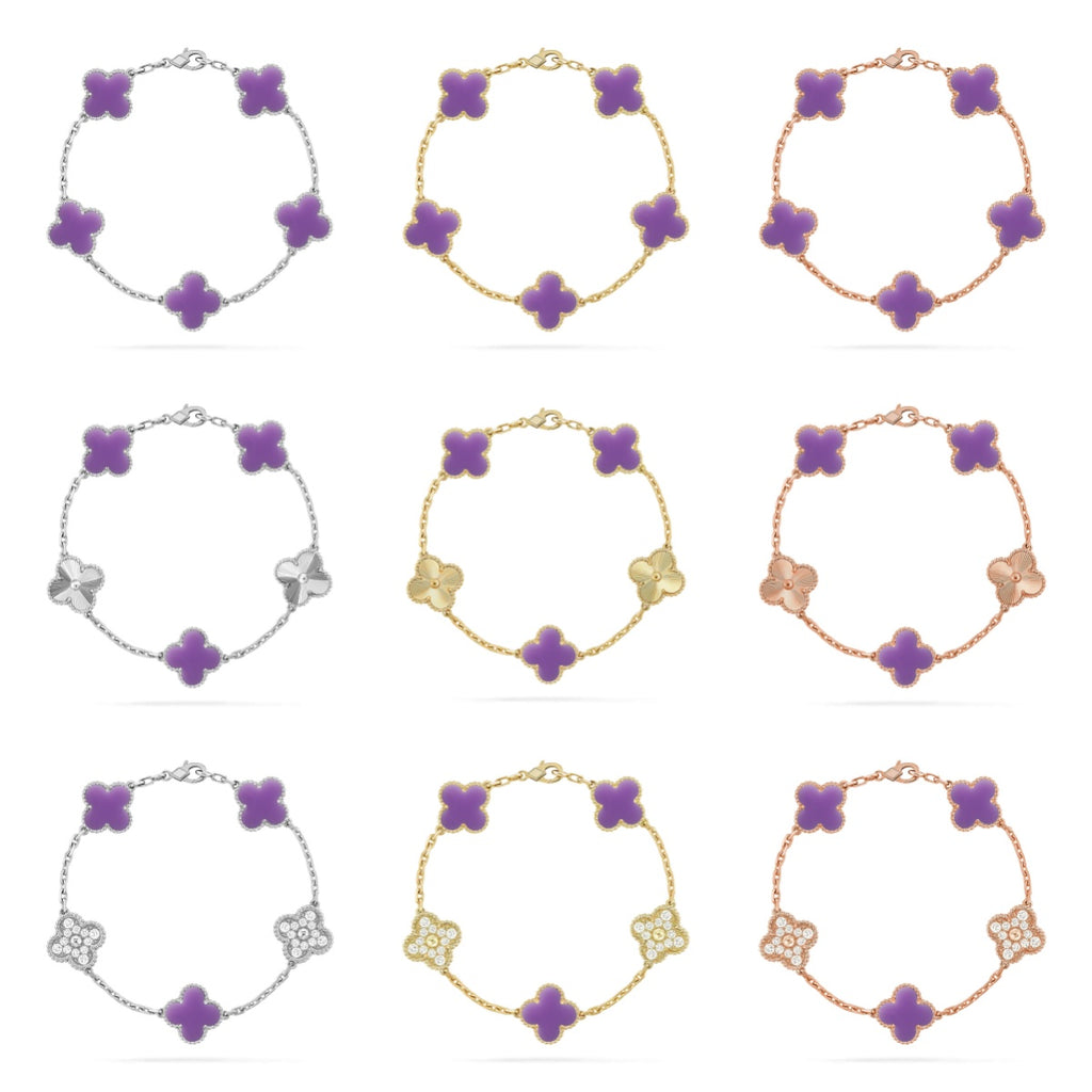 [Timi]New CLOVER 5 MOTIF LIGHT PURPLE BRACELET COLLECTION