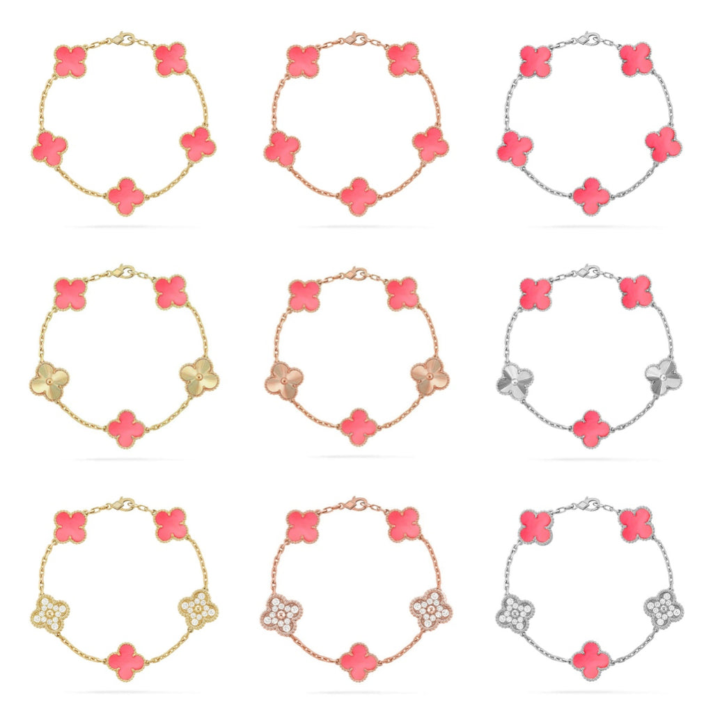[Timi]New  CLOVER 5 MOTIFS  PINK MOP BRACELET COLLECTION