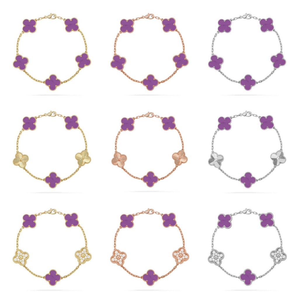 [Timi]New  CLOVER 5 MOTIF VIOLET BRACELET COLLECTION