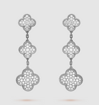 TimiCLOVER 3 MOTIF DIAMOND SILVER DROP EARRINGS