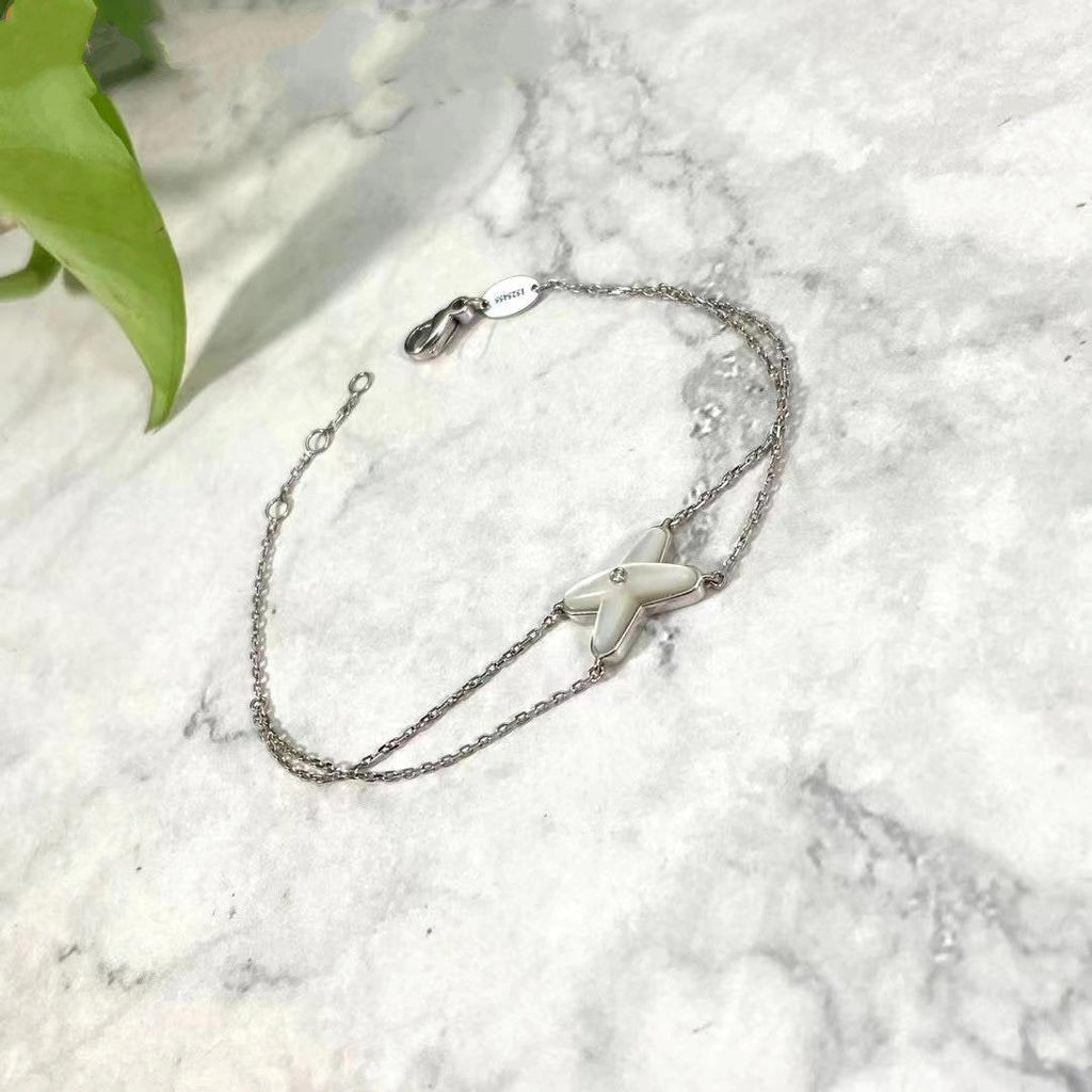 TimiJEUX BRACELET WHITE MOP SILVER 1 DIAMOND
