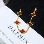 [Timi]New  CLOVER 5 MOTIF RED CORNELIAN BRACELET COLLECTION