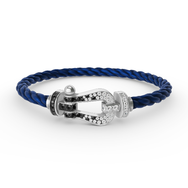 TimiFORCE LARGE HORSESHOE BLACK WHITE DIAMOND BRACELET SILVER